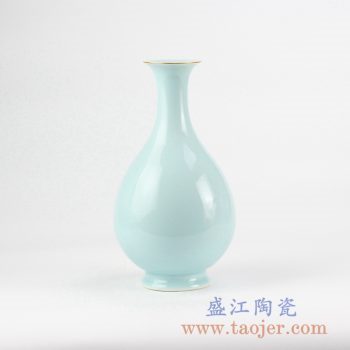 RZJR07_青釉描金玉壶春花瓶花插创意陶瓷花器艺术摆件简约