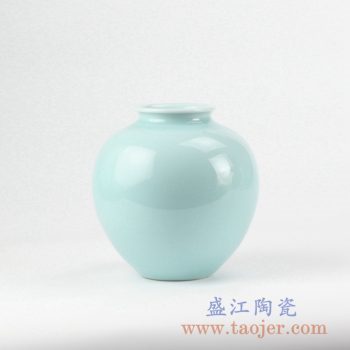 RZJR10_景德镇颜色釉单色釉天青色花瓶 陶瓷瓶 摆件 家居装饰瓷器