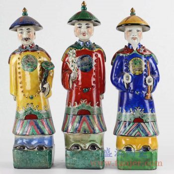 RZKC05_彩色陶瓷雕塑摆件陈设清代人物官员三色雕塑装饰陶瓷