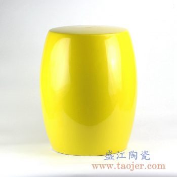RYIR121_颜色釉黄色凉凳陶瓷墩花园凳浴室凳家居摆件吧台凳
