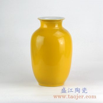 RYNQ20-B_颜色釉黄色冬瓜瓶花瓶花插陶瓷罐摆件品