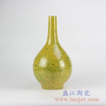 RYNQ207_颜色釉黄色长颈瓶陶瓷花插花瓶陶瓷器摆件