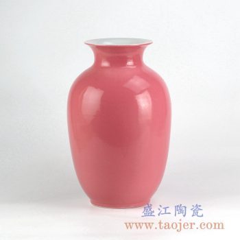 RYNQ20_颜色釉胭脂红冬瓜瓶花瓶花插陶瓷罐摆件品