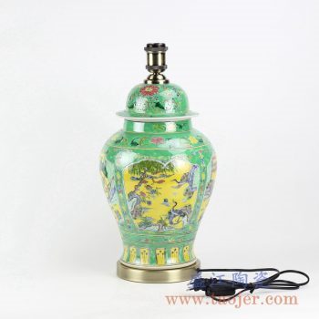 DS103-RZFA07_景德镇手绘粉彩花鸟风景图将军罐陶瓷台灯 古典家居装饰摆件