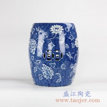 RYLU131_景德镇手绘青花花卉留白陶瓷瓷凳 凉凳 户外家具   现代家居装饰陶瓷