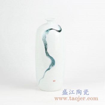 RYNQ229_现代艺术陶瓷绘画装饰花瓶摆件 简约风格家居装饰艺术品 景德镇釉上手绘