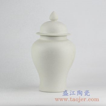 RYUJ19-A_景德镇素胎陶瓷将军罐 自然古朴风格落地摆件 现代风格客厅大厅装饰品
