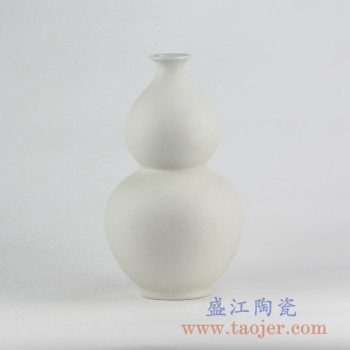 RYUJ19-B_景德镇哑光陶瓷葫芦瓶摆件 茶室客厅书房装饰品 现代插花花瓶