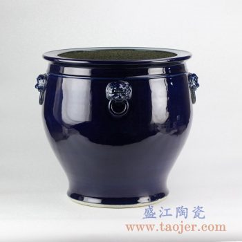 RZFH10-E_景德镇颜色釉陶瓷水缸大花盆 户外庭院陶瓷大摆件 景德镇蓝釉陶瓷