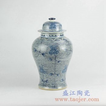 RZKY06   手绘青花花朵将军罐花瓶景德镇艺术摆件品