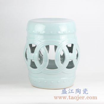 RZLB01-A   颜色釉浅绿镂空陶瓷凳凉墩花园凳景德镇摆件