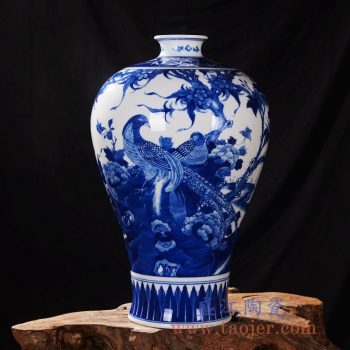 RZLH03    仿康熙青花手绘花鸟梅瓶