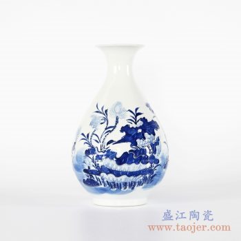 RYCI45-A   手绘青花雕刻花卉玉壶春花瓶