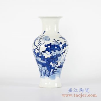 RYCI48-A  手绘青花荷花鱼尾瓶花瓶雕刻