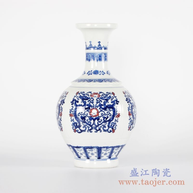 RYCI52-A 青花釉里红仿古山水花瓶花插