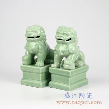 RYXP21-Q   豆青釉陶瓷招财狮子 豆青摆件雕刻