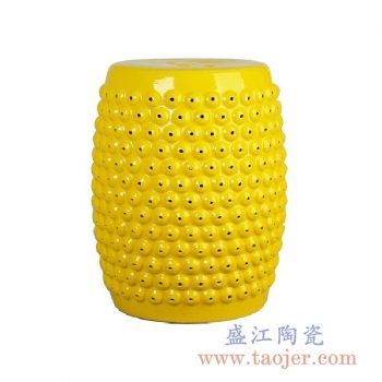 RZLB02-B  黄色 浮雕乳钉纹瓷凳化妆凳客厅阳台凳 镂空