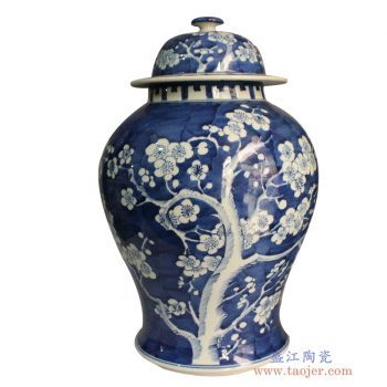 RYWG01   青花梅花将军罐花瓶摆件仿古