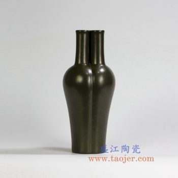 RYPM38   茶叶末釉三孔花瓶古董古玩