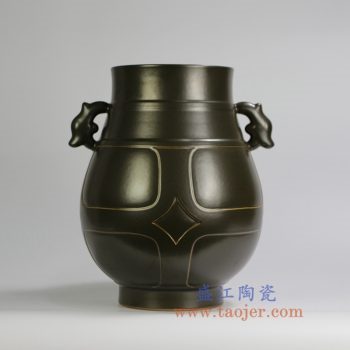 RYPM41    茶叶末釉双耳尊古董古玩古瓷器