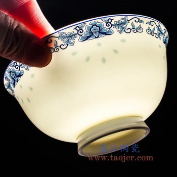 6918-RZKX16   4.5寸青花高脚玲珑饭碗汤碗单只
