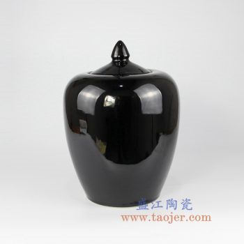 RYNQ45    黑色颜色釉带盖陶瓷罐茶叶罐储物罐