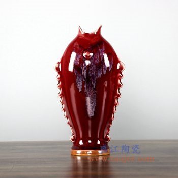 RZFW02   欧式红釉雕刻窑变花瓶花插