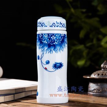 CBAJ07-D    青花向日葵保温杯水杯陶瓷杯