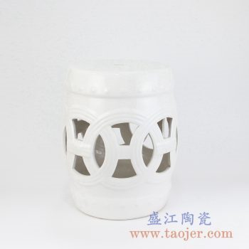 RZKL12-D 白色镂空雕刻陶瓷凳门墩家居瓷景德镇陶瓷瓷器手工瓷器
