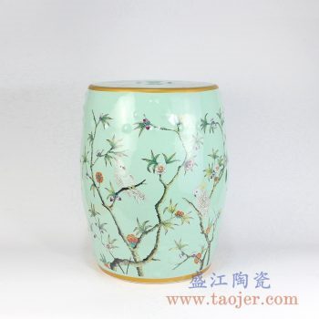 RZMC01-C  颜色釉绿色花鸟陶瓷凳凉墩花园凳景德镇陶瓷瓷器手工瓷器