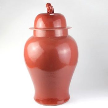 RYNQ203-C_景德镇陶瓷 高温颜色釉 胭脂红 狮子头 将军罐 储物罐 摆件品
