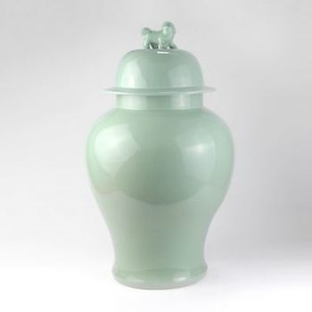 RYNQ203-D_景德镇陶瓷 高温颜色釉 影青 狮子头 将军罐 储物罐 摆件品