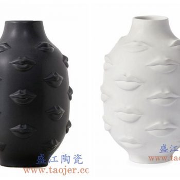 RZLK26-B-景德镇陶瓷 北欧缪斯白色陶瓷人脸花瓶