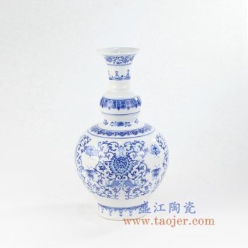 RYCI56-景德镇陶瓷 青花 缠枝 蝴蝶 花插 花瓶