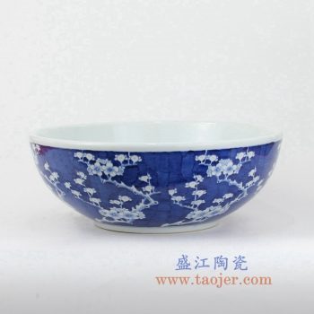 RYLU145-A-景德镇陶瓷 青花 蓝底冰梅 台盆 洗手盆