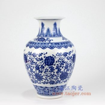 RZKD03 景德镇陶瓷 手工青花 缠枝莲 花插花瓶