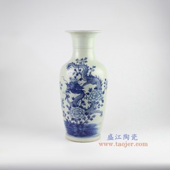 RZMW03-A 景德镇陶瓷 仿古手绘青花 龙纹 花插花瓶 家居摆件品