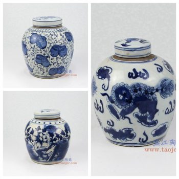 RZKT04 景德镇陶瓷 仿古纯手工青花  茶叶罐 盖罐 储物罐 古董瓷器古玩