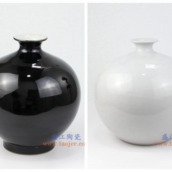 RZMV10 景德镇陶瓷 高温瓷低温颜色釉 黑色白色 石榴瓶 花插花瓶
