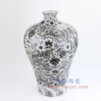 RZIS09-A 景德镇陶瓷 全手工 墨彩 龙纹 梅瓶 花插花瓶