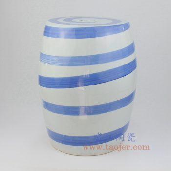 RZMV29_景德镇陶瓷 全手工 青花 条纹 圆凳 凉墩