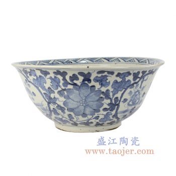 RZPJ03_景德镇陶瓷 仿古 全手工 青花 花鸟 大碗