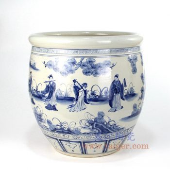 RZFH13_景德镇陶瓷 纯手工 青花 仿古 人物 水缸 鱼缸