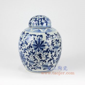RZKY13-C_景德镇陶瓷 纯手工 青花仿古 缠枝莲 盖罐 储物罐