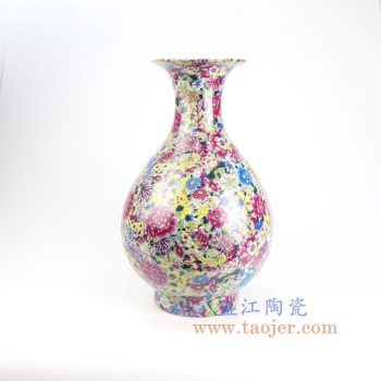 RYRK29-景德镇陶瓷 仿清万花不落地重工粉彩玉壶春瓶