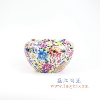 RYRK35-景德镇陶瓷 仿清万花不落地重工粉彩陶瓷罐