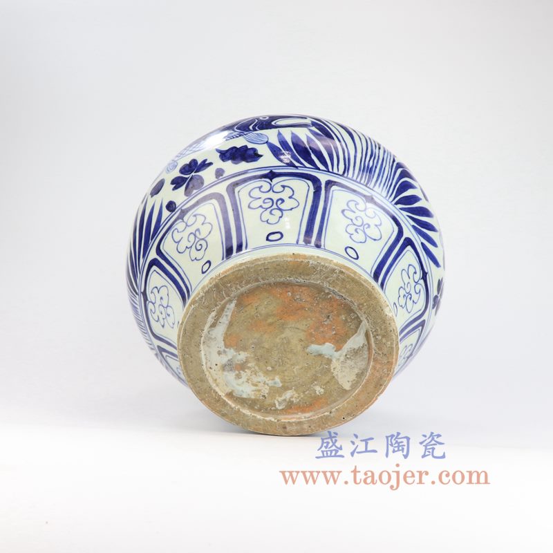 盛江陶瓷 元青花鱼藻纹罐古董古玩瓷器收藏