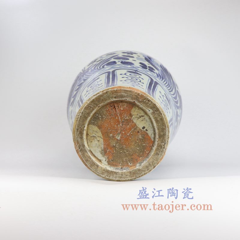 盛江陶瓷 元青花手工瓷鱼藻纹梅瓶 古玩古董收藏