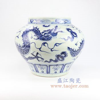 RZLQ14-景德镇陶瓷 元青花八宝云龙纹大罐纯手工手绘仿古老货家居装饰瓷器古董古玩