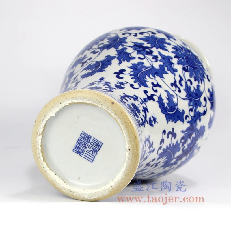 盛江陶瓷 仿古青花瓷器鱼尾瓶 客厅家居新房装饰品摆设 工艺品摆件